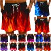 Muscularfit prime of day men Swimsuit for Men 2024 Trendy Drawstring Quick Dry Swim Trunks With Pockets Casual Flame Print Beach Bathing Suits mens swim 2024 Black M view 1