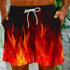 Muscularfit prime of day men Swimsuit for Men 2024 Trendy Drawstring Quick Dry Swim Trunks With Pockets Casual Flame Print Beach Bathing Suits mens swim 2024 Black M view 2