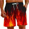Muscularfit prime of day men Swimsuit for Men 2024 Trendy Drawstring Quick Dry Swim Trunks With Pockets Casual Flame Print Beach Bathing Suits mens swim 2024 Black M view 3