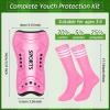 Chuarry 2 Set Soccer Shin Guards for Girls with Socks Toddler Shin Pads Football Kids Sport Protection Lightweight Gear Leg Protection for 3-15 Girls Boys Children Teens(S,Pink) view 2
