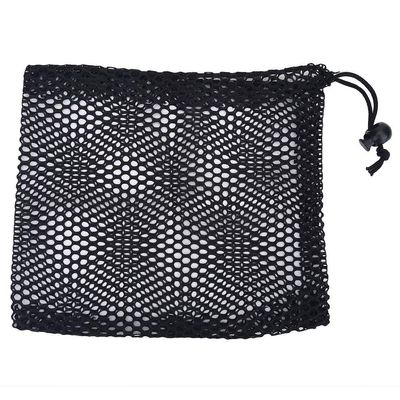 Ball Drawstring Bag,Portable Nylon Mesh Balls Holder Storage Pouch Accessory Black (M)