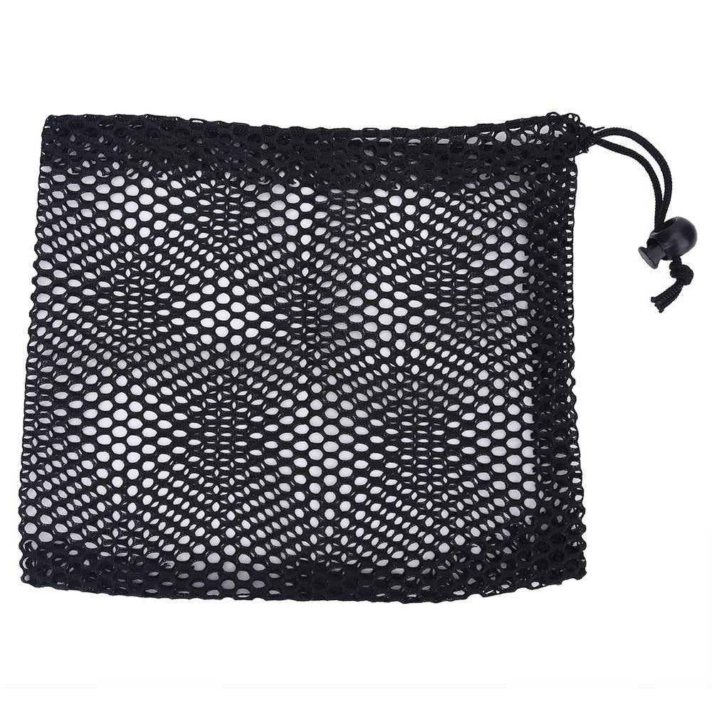 Ball Drawstring Bag,Portable Nylon Mesh Balls Holder Storage Pouch Accessory Black (M)
