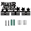 CREATCABIN Medal Holder Medal Hangers Display Acrylic Medal Rack Sports Medal Frame Hanging Wall Black Mounted Rack Stars for Wall Running Soccer Karate Swimming 11.4 x 5.1 Inch-Never Give Up view 2