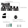 CREATCABIN Medal Holder Medal Hangers Display Acrylic Medal Rack Sports Medal Frame Hanging Wall Black Mounted Rack Stars for Wall Running Soccer Karate Swimming 11.4 x 5.1 Inch-Never Give Up view 3
