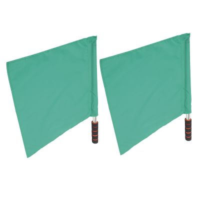 2Pcs Sports Referee Flag, Stainless Steel Hand Flag Red Signals Flag Sponge Handle Special Patrol Sports Linesman Flags, Official Performance Flag for Football Soccer Volleyball Tracks Sports (Green)