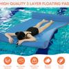 SUN & SUMMER 9FT 3-Layer Floating Dock Mat Tear-Resistant XPE Lake Floats for Large Adults with Mooring Device and Hook Lily Pad Water Floating Mat Island for 2-4 Person on Lake River, blue+orange view 2