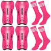 Chuarry 2 Set Soccer Shin Guards for Girls with Socks Toddler Shin Pads Football Kids Sport Protection Lightweight Gear Leg Protection for 3-15 Girls Boys Children Teens(S,Rose Red) view 1