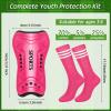 Chuarry 2 Set Soccer Shin Guards for Girls with Socks Toddler Shin Pads Football Kids Sport Protection Lightweight Gear Leg Protection for 3-15 Girls Boys Children Teens(S,Rose Red) view 2