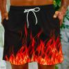 Muscularfit Swimsuit for Men 2024 Trendy Drawstring Quick Dry Swim Trunks with Pockets Casual Flame Print Beach Bathing Suits Mens Swim Suit 2024 Black M view 2