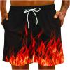Muscularfit Swimsuit for Men 2024 Trendy Drawstring Quick Dry Swim Trunks with Pockets Casual Flame Print Beach Bathing Suits Mens Swim Suit 2024 Black M view 3