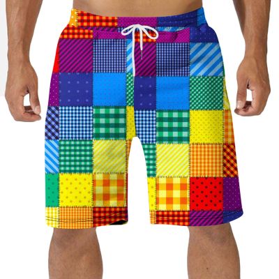 Prime of Day Deals Today 2024 Swimming Shorts for Men 2024 Trendy Plaid Elastic Waist Pajama Pants 5 Inch Inseam Bathing Suit Breathable Shorts Swimming Shirts for Men 2024 Multicolor M