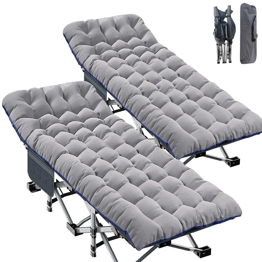 ABORON Oversized XXL Folding Camping Cot W/Mat for Adults, 78" L x 32" W x 18" H, Heavy Duty Outdoor Bed with Carry Bag,1200 D Layer Oxford Travel Camp Cots