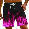 Muscularfit Swimsuit for Men 2024 Trendy Drawstring Quick Dry Swim Trunks with Pockets Casual Flame Print Beach Bathing Suits view 1
