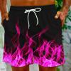 Muscularfit Swimsuit for Men 2024 Trendy Drawstring Quick Dry Swim Trunks with Pockets Casual Flame Print Beach Bathing Suits view 2