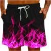 Muscularfit Swimsuit for Men 2024 Trendy Drawstring Quick Dry Swim Trunks with Pockets Casual Flame Print Beach Bathing Suits view 3