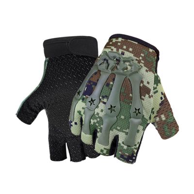 Muloo Half Finger Biking Gloves Moutain Bike Gloves Anti-Slips Shock-Absorbing Padded Breathable Bicycles Gloves for Men Women Cycling Gloves Green Camouflage