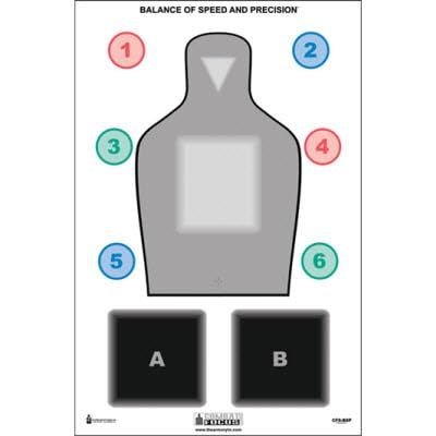 100 Pk, Combat Focus Training Target Features Command & Skill Building Training Shapes Black, Red, Blue & Green Size: 23" X 35"