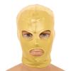 Huimingda Unisex Men Women Open Eyes Mouth Full Face Mask Hood Hat Latex Shiny Metallic Face Mask Cosplay Costume Gold One Size view 2