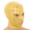 Huimingda Unisex Men Women Open Eyes Mouth Full Face Mask Hood Hat Latex Shiny Metallic Face Mask Cosplay Costume Gold One Size view 3