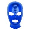 Huimingda Unisex Men Women Open Eyes Mouth Full Face Mask Hood Hat Latex Shiny Metallic Face Mask Cosplay Costume Blue One Size view 1