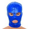 Huimingda Unisex Men Women Open Eyes Mouth Full Face Mask Hood Hat Latex Shiny Metallic Face Mask Cosplay Costume Blue One Size view 2
