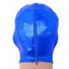 Huimingda Unisex Men Women Open Eyes Mouth Full Face Mask Hood Hat Latex Shiny Metallic Face Mask Cosplay Costume Blue One Size view 4