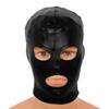 Huimingda Unisex Men Women Open Eyes Mouth Full Face Mask Hood Hat Latex Shiny Metallic Face Mask Cosplay Costume Black One Size view 2