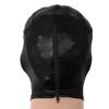 Huimingda Unisex Men Women Open Eyes Mouth Full Face Mask Hood Hat Latex Shiny Metallic Face Mask Cosplay Costume Black One Size view 4