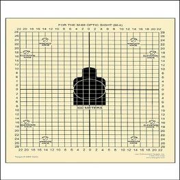 24 Pk, M68 Optic Training Target Printed On Heavy Tagboard Type Paper Black Size: 8 5" X 11"