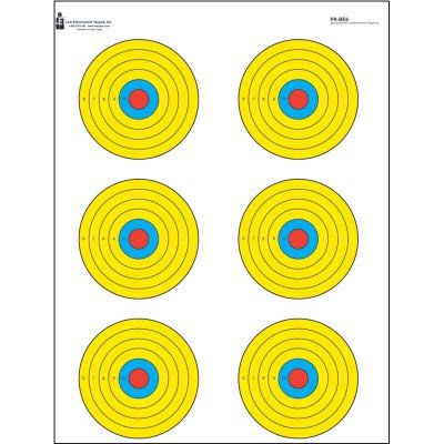100 Pk, High Visibility Fluorescent 6 Bull's-Eye Target Brightly Colored Multiple Six Inch Bull's-Eyes Black, Red & Yellow Size: 17.5" X 23"