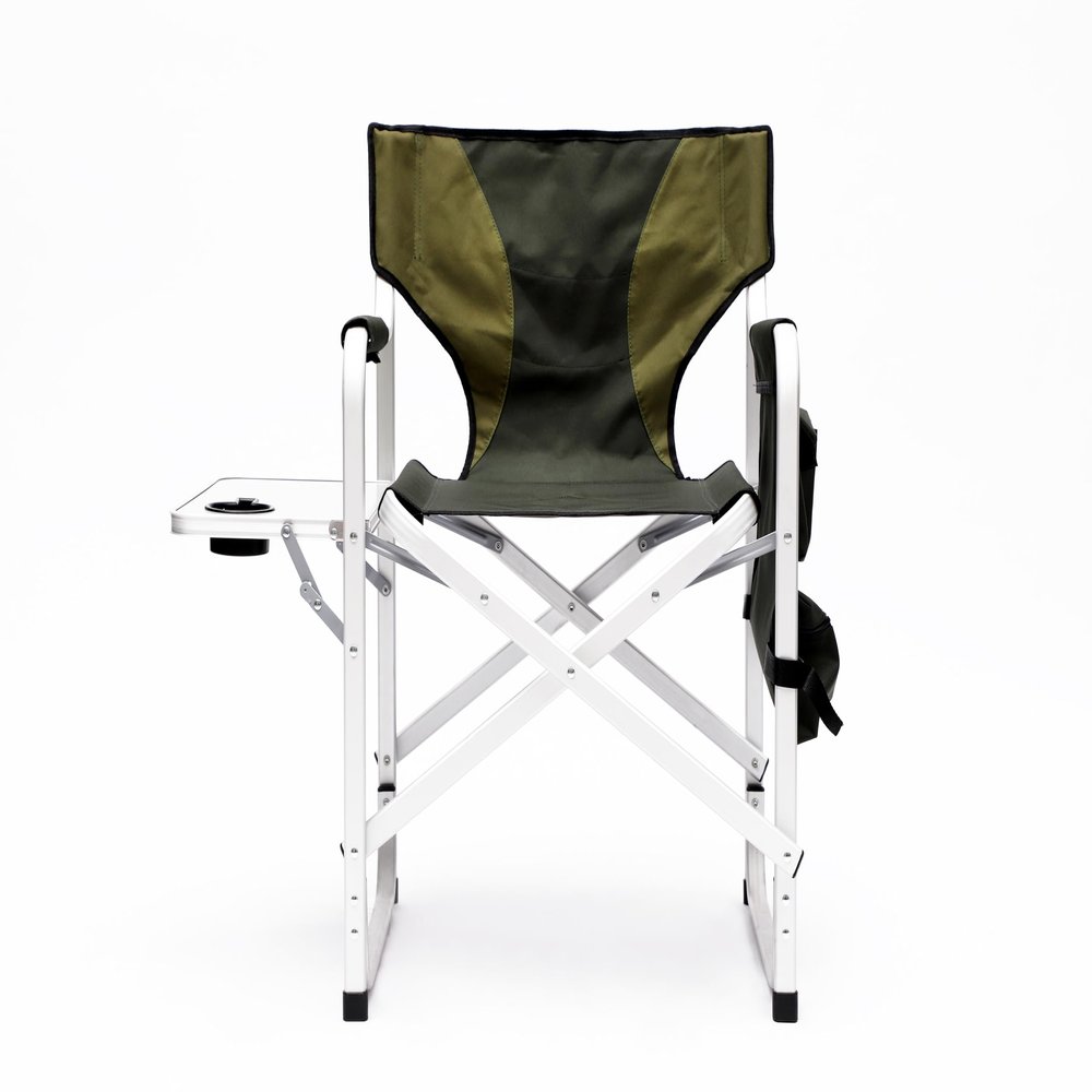 ELEMENT ACE Foldable Outdoor Chair with Side Table and Storage Pockets, Lightweight, Oversized Directors Chair, Durable Aluminum Frame, for Camping, Picnics, and Fishing, Green-Grey
