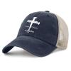 1 Cross 3 Nails 4 Given Hat Men Fashion Jesus Christian Denim Hats for Men Purplish Blue Cycling Cap Plain for Handyman view 2