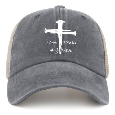 1 Cross 3 Nails 4 Given Hat Men Vintage Jesus Christian Cycling Cap for Women Gray Cap Vintage Unique Gifts for Secretary