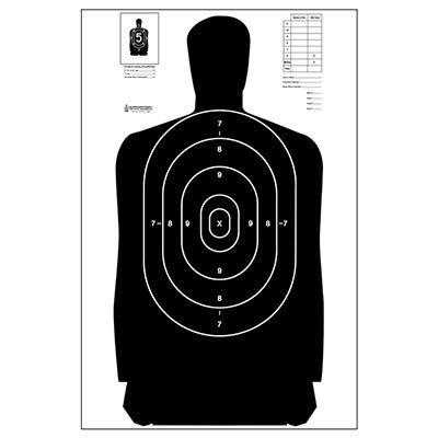 24 Pk, Official NRA B-27 Full-Size Silhouette On Light Paper Target (B-27S) 24" X 45" Target Contains Official NRA Target Logo