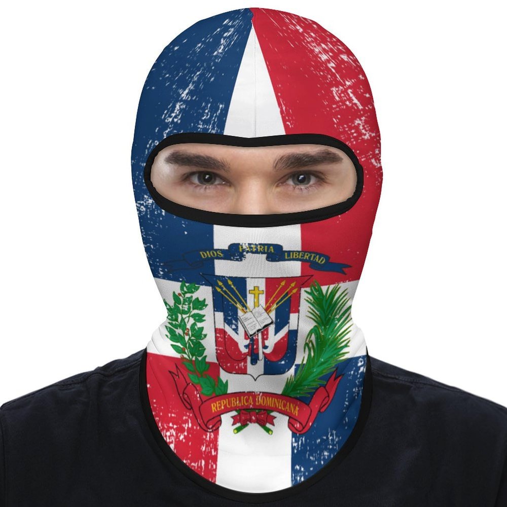 Retro Dominican Republic Flag Balaclava Face Mask Ski Full Face Mask Windproof Sun UV Protection Hood for Women Men