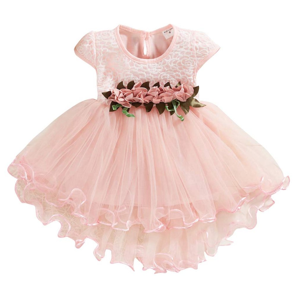 Baby Girls Tulle Dress Sleeveless Floral Butterfly Tutu Dress Toddler Girls Birthday Party Princess (Pink, 6-12 Months)