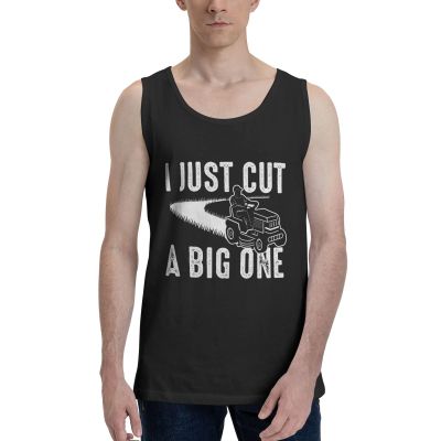 Teemad Funny Lawn Mowing Push Mower Tank Top Shirts Workout Tops Active Crewneck Sleeveless T-Shirts for Mens Black, Large