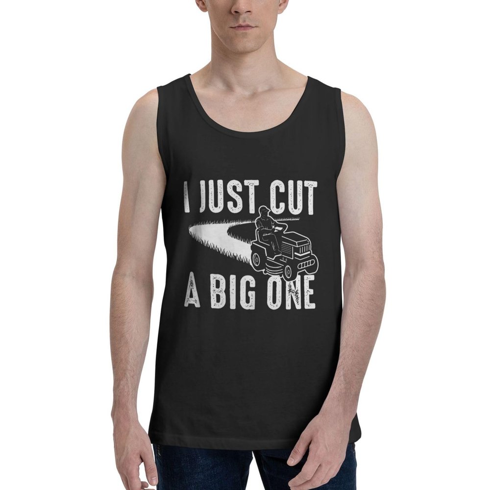 Teemad Funny Lawn Mowing Push Mower Tank Top Shirts Workout Tops Active Crewneck Sleeveless T-Shirts for Mens Black, Large