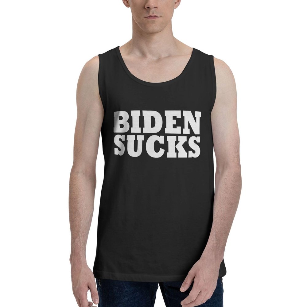 TEEMAD Biden-Sucks Tank Top Shirts Workout T Casual Crewneck Sleeveless T-Shirts for Mens Black