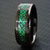 8mm Black Tungsten Men's Ring Green Carbon Fiber Celtic Dragon Wedding Band TW 8mm Size 12 Fast Free Supply view 3