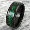 8mm Black Tungsten Men's Ring Green Carbon Fiber Celtic Dragon Wedding Band TW 8mm Size 12 Fast Free Supply view 4