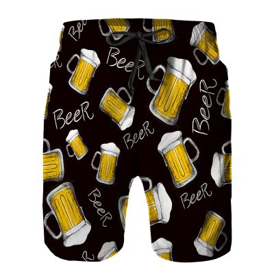 Amextrian Mens Quick Dry Swim Trunks with Mesh Lining,Beer Bottles Seamless Pattern,Summer Surf Long Beach Pants Board Shorts Bathing Suits S