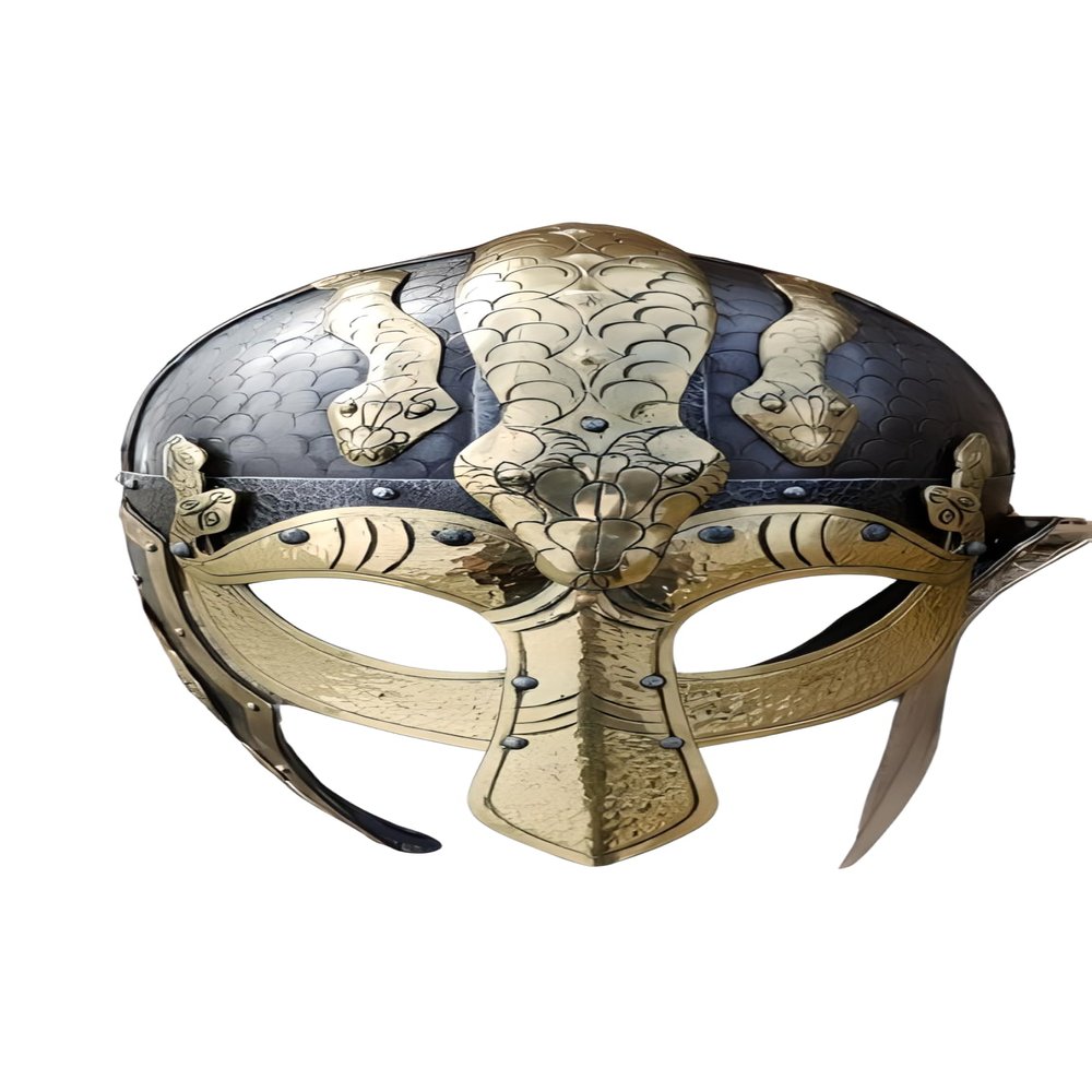 Real Nautical store Medieval Snake Hardened Fences Wickes Helmet Medieval Viking Norman Helmet Medieval Viking Handmade Black Powder Coating Helmet