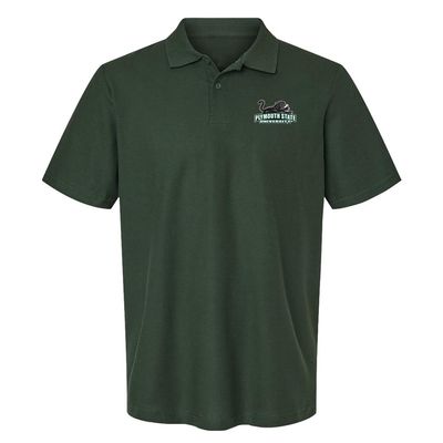 Campus Lab Plymouth State University Primary Logo Men's Adult 100% Cotton Knit Polo Shirt, Hunter Green, XX-Large