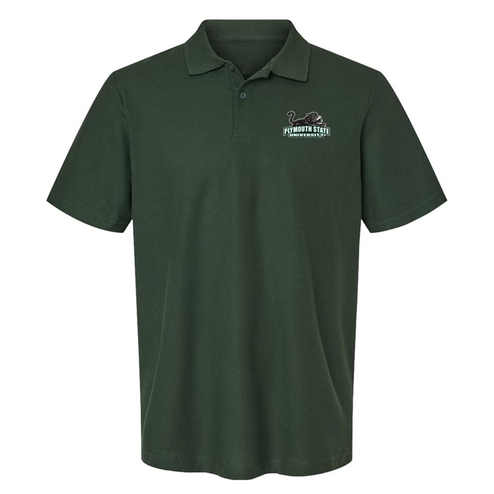 Campus Lab Plymouth State University Primary Logo Men's Adult 100% Cotton Knit Polo Shirt, Hunter Green, XX-Large