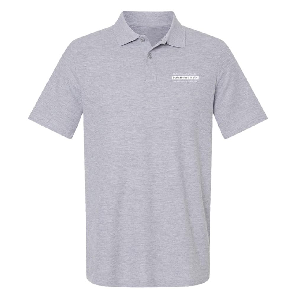 Campus Lab CUNY School of Law Primary Logo Men's Adult 100% Cotton Knit Polo Shirt, Athletic Heather, XX-Large