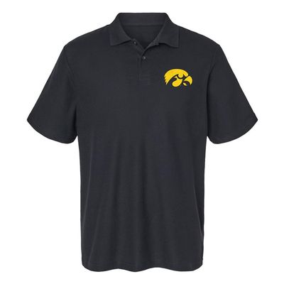 Campus Lab University of Iowa Primary Logo Men's Adult 100% Cotton Knit Polo Shirt, Black, XX-Large