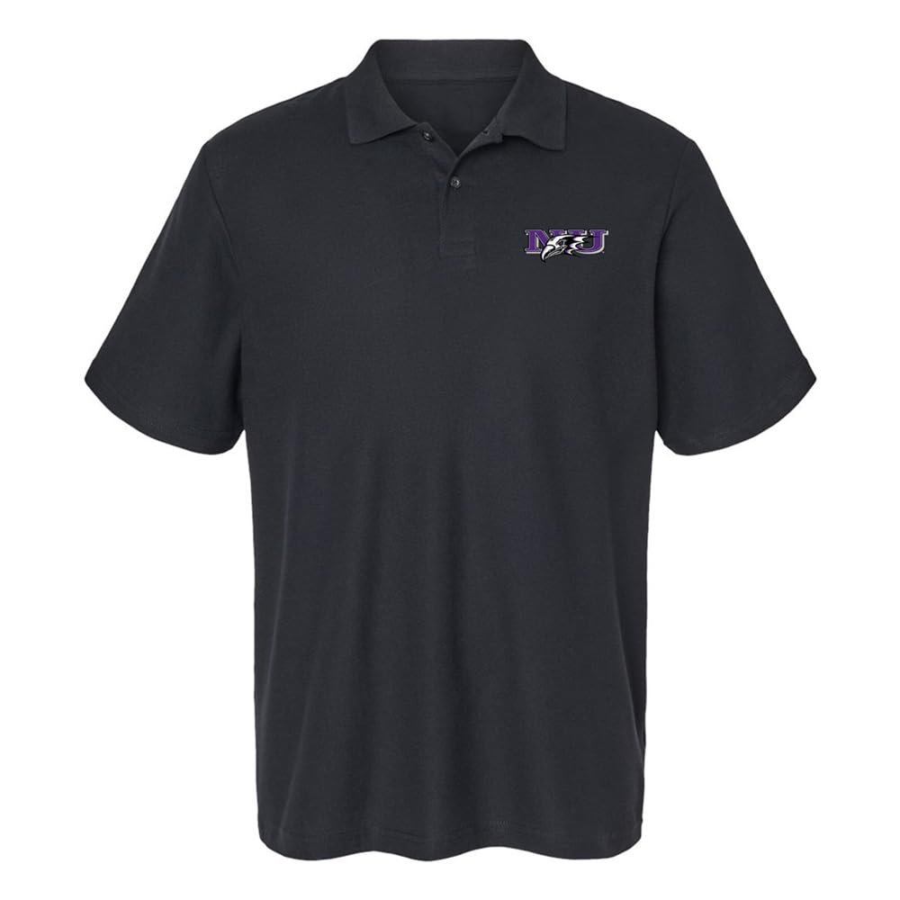 Campus Lab Niagara University Primary Logo Men's Adult 100% Cotton Knit Polo Shirt, Black, XX-Large