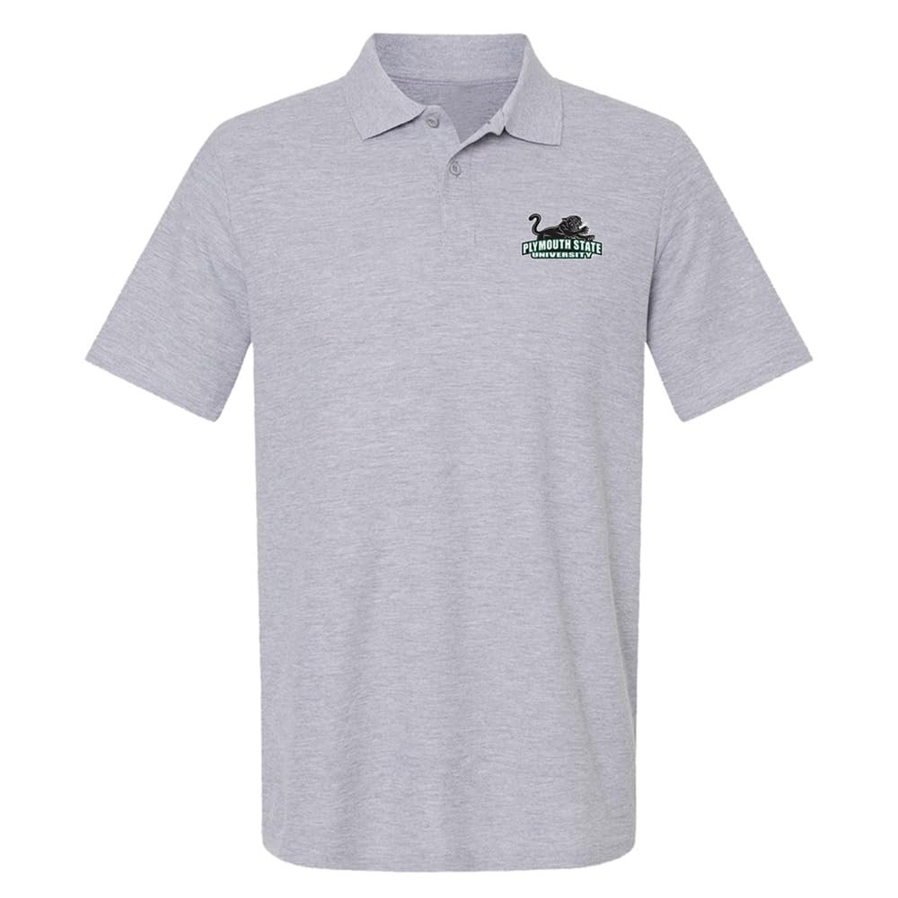 Campus Lab Plymouth State University Primary Logo Men's Adult 100% Cotton Knit Polo Shirt, Athletic Heather, XX-Large