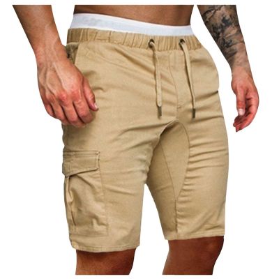 Mens Hiking Cargo Shorts Lightweight Summer Travel Shorts with Pockets Drawstring Elastic Waist Outdoor Athletic Shorts Khaki